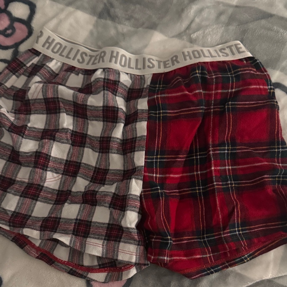 Hollister Red & White Plaid Two-Tone Shorts